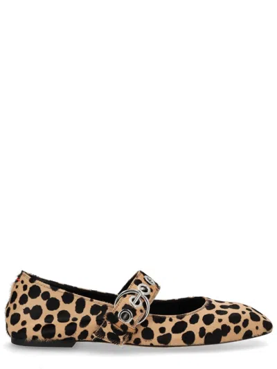Aeyde Uma Eyelet-embellished Leopard-print Pony Hair Mary Jane Ballet Flats In Animal Print
