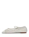 Aeyde Round Toe Ballerina Shoes With Contrast Piping In White