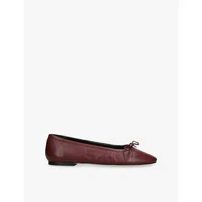 Aeyde Womens Wine Delfina Leather Ballet Flats Eur 39 / 6 Uk