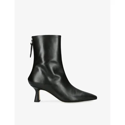 AEYDE WOMENS BLACK ELINA LEATHER HEELED ANKLE BOOTS EUR 39 / 6 UK
