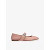 Aeyde Uma Eyelet Grosgrain Coral Ballet Flats