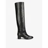 Aeyde Womens Black Willa Heeled Leather Knee-high Boots In Black