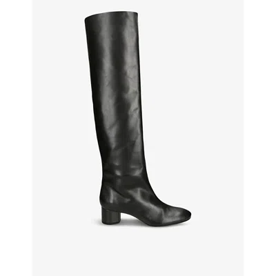 Aeyde Womens Black Willa Heeled Leather Knee-high Boots