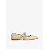 Aeyde Womens  Uma Eyelet-embellished Grosgrain Mary Jane Flats