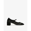 Aeyde Womens  Aline Block-heel Satin And Suede Mary Jane Pumps