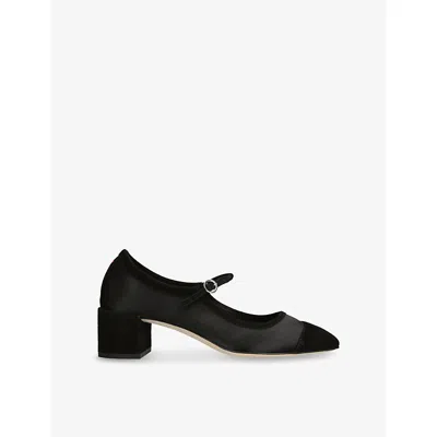 Aeyde Womens  Aline Block-heel Satin And Suede Mary Jane Pumps