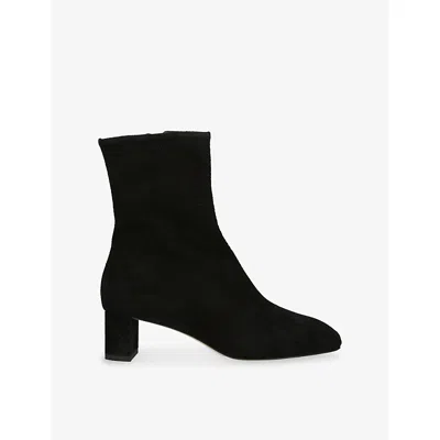 Aeyde Womens Black Millie Suede Heeled Ankle Boots Eur 37 / 4 Uk