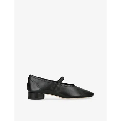 Aeyde Womens Pippa Block-heel Leather Ballet Flats Blac In Black