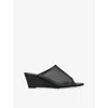Aeyde Leather-mesh Suzanne Wedge Sandals 55 In Black