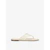 Aeyde Leather Flat Thong Sandal Open Toe In White