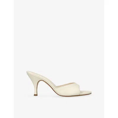 Aeyde Womens Cream Samia 75 Leather Heeled Mules Eur 40 / 7 Uk In White