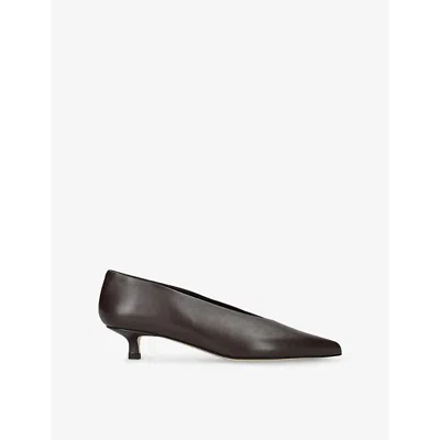 Aeyde Womens Clara Pointed-toe Heeled Leather Pumps Dark Brow In Dark Brown