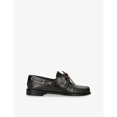 Aeyde 15mm Harris Leather Boat Shoes In Brown