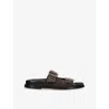 Aeyde Suede Buckle Meena Slides In Brown