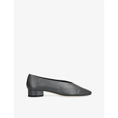 Aeyde Womens Grey Delia 25 Ballet Leather Pumps Eur 37.5 / 4.5 Uk In Gray