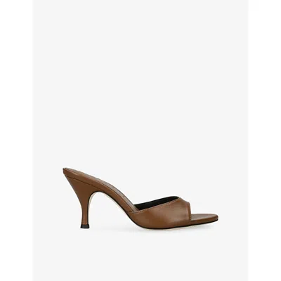 Aeyde Womens  Samia 75 Leather Heeled Mules In Brown