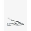 Aeyde Womens Silver Dua Slingback Leather Flats Eur 40.5 / 7.5 Uk In Gray
