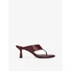 Aeyde Neutrals Refined Flared Heel Thong Sandals In Burgundy