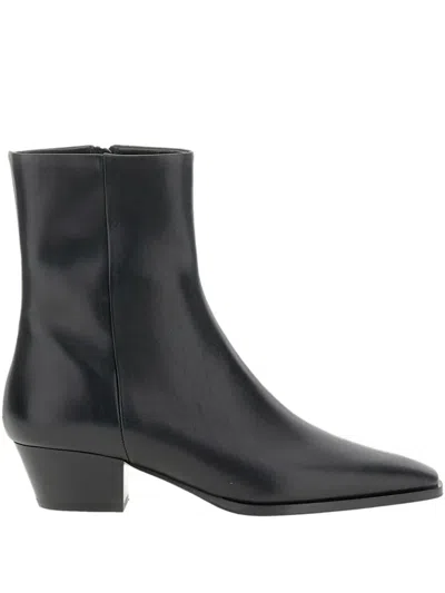 Aeyde Zip-detail Pointed-toe Boots In Black