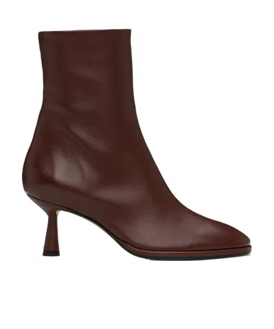 Aeyde Zipper Ankle Boots In Red