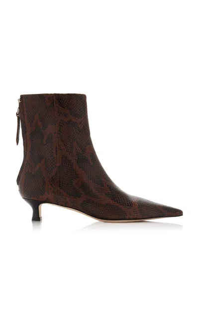 Aeyde Zoe Snake-effect Leather Ankle Boots In Brown