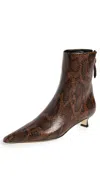 Aeyde Zoe Snake Print Calf Leather Moka Booties Moka In Moka