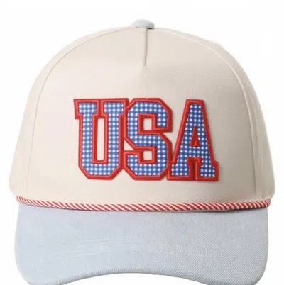 Af Designs Usa Hat In Cream/blue In Multi