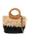 Afar Handbag In Textured Black And Beige Design