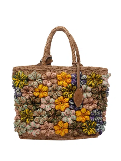 Afar Flower Tote Bag In Brown