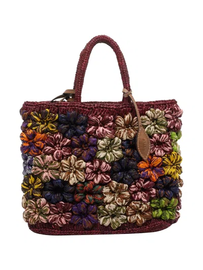 Afar Flower-embellishment Tote Bag In Red