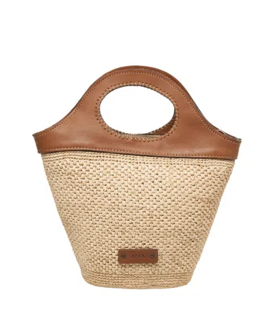 Afar Handmade Raphia And Leather Asiza Small Handbag