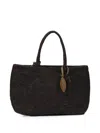 Afar Medium Alma Raffia Tote Bag In Black
