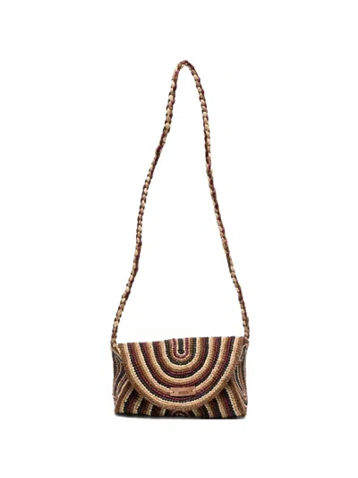 Afar Striped Raffia Cross Body Bag In Brown