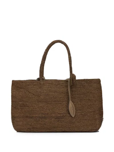 Afar Woven Raffia Shoulder Bag In Brown