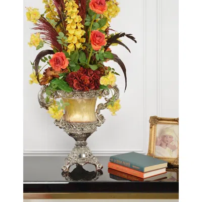 Afd Crinkled Silver Handled Urn