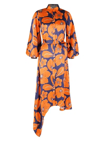 Afew Rahul Mishra Women's Cheery Blossom Silk Midi-shirtdress In Neutral