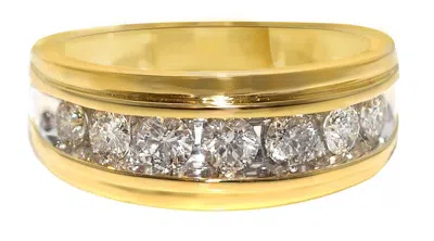 Pre-owned Affinitygold 1ct Men's Engagement Wedding Band Ring Round Cut Moissanite 10k Yellow Gold