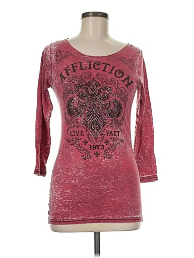 Pre-owned Affliction 3/4 Sleeve T-shirt In Red