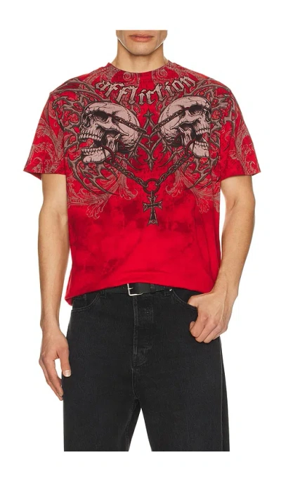 Affliction Collapse Tee In Burgundy