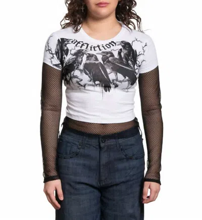 Affliction Crows Crop Top In White