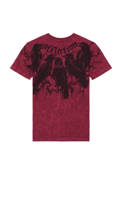 Affliction Crows Tee In Red