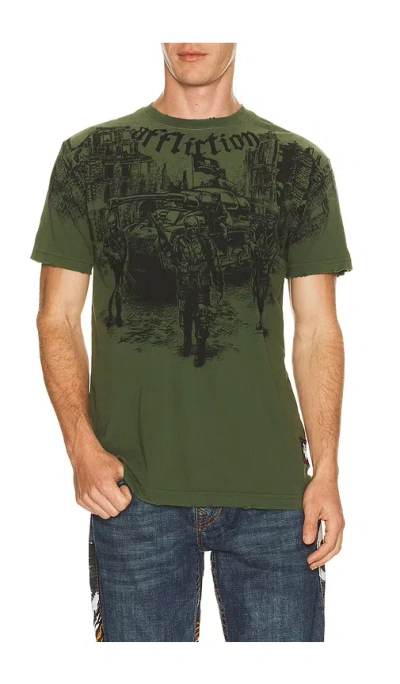 Affliction Ghost Army Short Sleeve Tee In Green