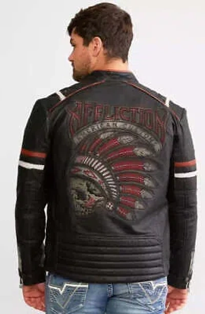Pre-owned Affliction Men's Leather Jacket Limited American Customs Dakota In Black