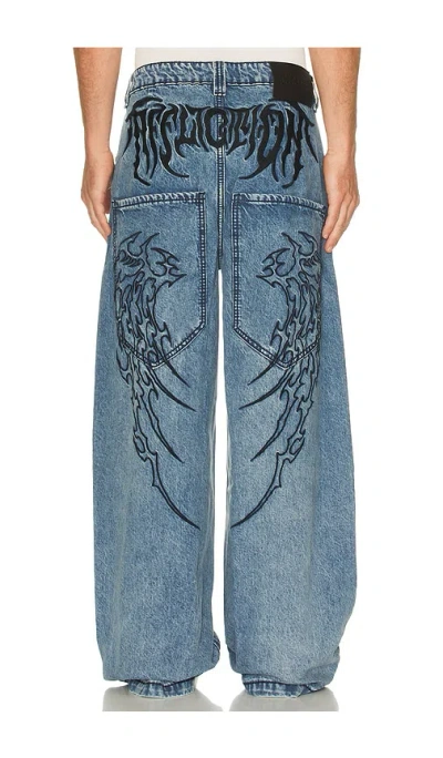Affliction Tribal & Wings Denim Pants In Blue