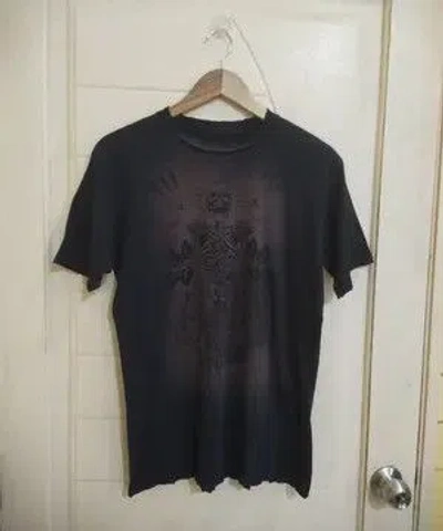 Pre-owned Affliction Vintage  Distressed Skull Tee Y2k Grunge In Black