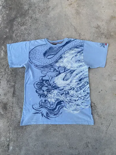 Pre-owned Affliction Vintage Y2k Jnco Dragon Ovp Sukajan Souvenir Tee In Blue