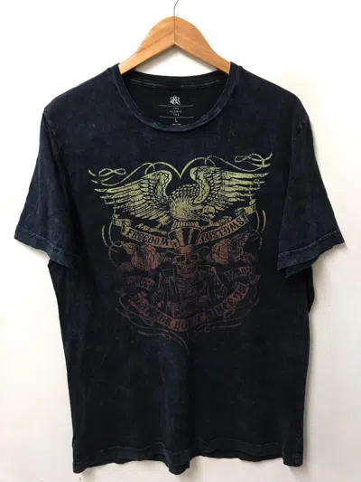 Pre-owned Affliction X Ed Hardy Affliction Skull Eagle Y2k Graphic Tee In Navy