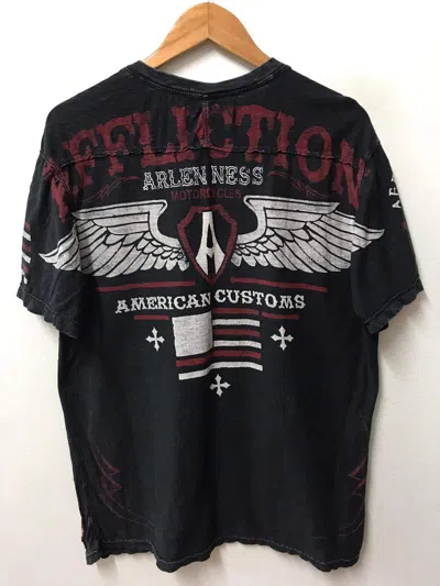 Pre-owned Affliction X Ed Hardy Affliction Wing Y2k Graphic Tee In Black