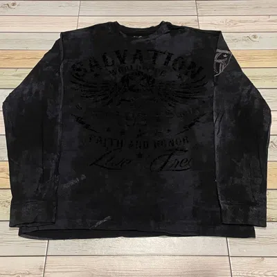 Pre-owned Affliction X Ed Hardy Archaic Salvation Longsleeve Y2k Affliction Style In Black