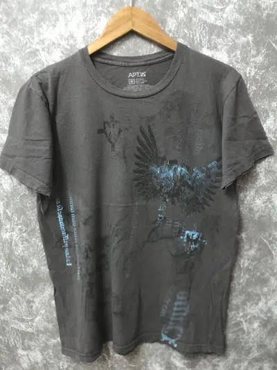 Pre-owned Affliction X Ed Hardy Art Affliction Wing Y2k Graphic Tee In Grey